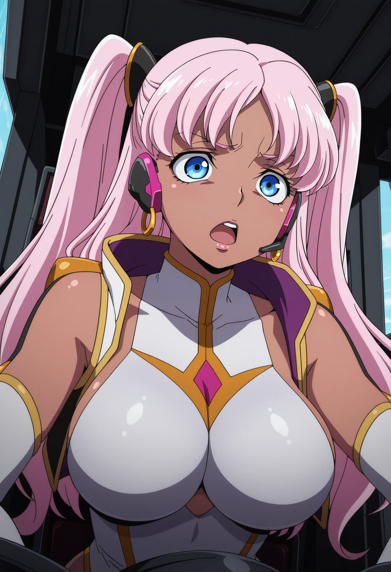 score_9, score_8_up, source_anime Bibl3, (masterpiece, best quality, ultra-detailed), pov blowjob, AhsokaTano, orange skin, dark tan, full lips, vivid lips, huge breasts, blowjob, fellatio, full lips, vivid lips, huge penis, thick penis, detailed penis, viewed from above, on knees, face focus, swaying breasts viewed from below, cum in mouth, vacuum fellatio, detailed eyes