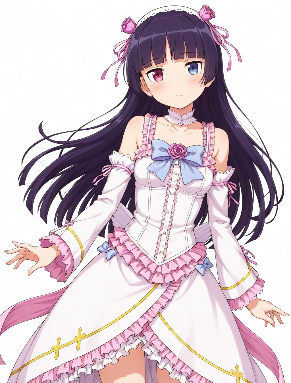 <lora:Gokou_Ruri_XL_illustrious-noob_v1:1> 1girl, gokou ruri, goth fashion, white dress, heterochromia,, best quality, masterpiece, high quality, highres, absurdres ,<lora:NoobV065sHyperDmd:1>