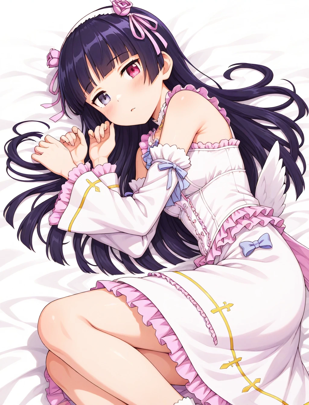 <lora:Gokou_Ruri_XL_illustrious-noob_v1:1> 1girl, gokou ruri, goth fashion, white dress, heterochromia, on side,, best quality, masterpiece, high quality, highres, absurdres ,<lora:NoobV065sHyperDmd:1>