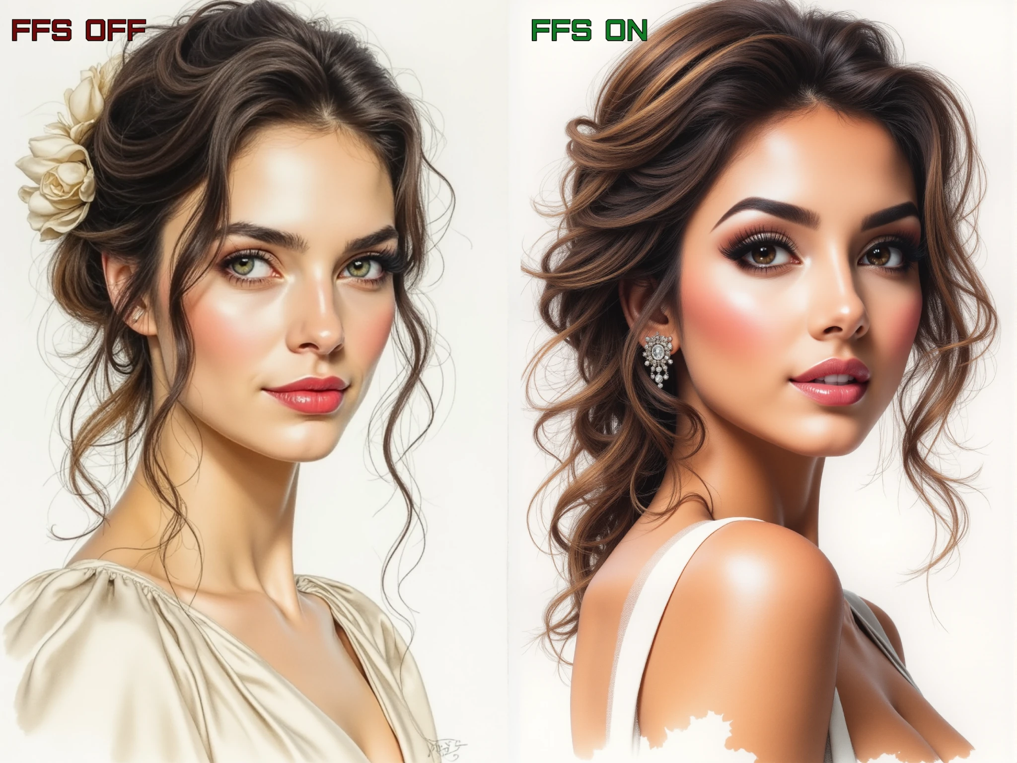 <lora:FFS_v.6:0.8> a superior quality hyperdetailed watercolor ink sketch featuring a sophisticated aristocratic Michele from Spain at her 21, refined noble facial features. Style of hyperrealism.