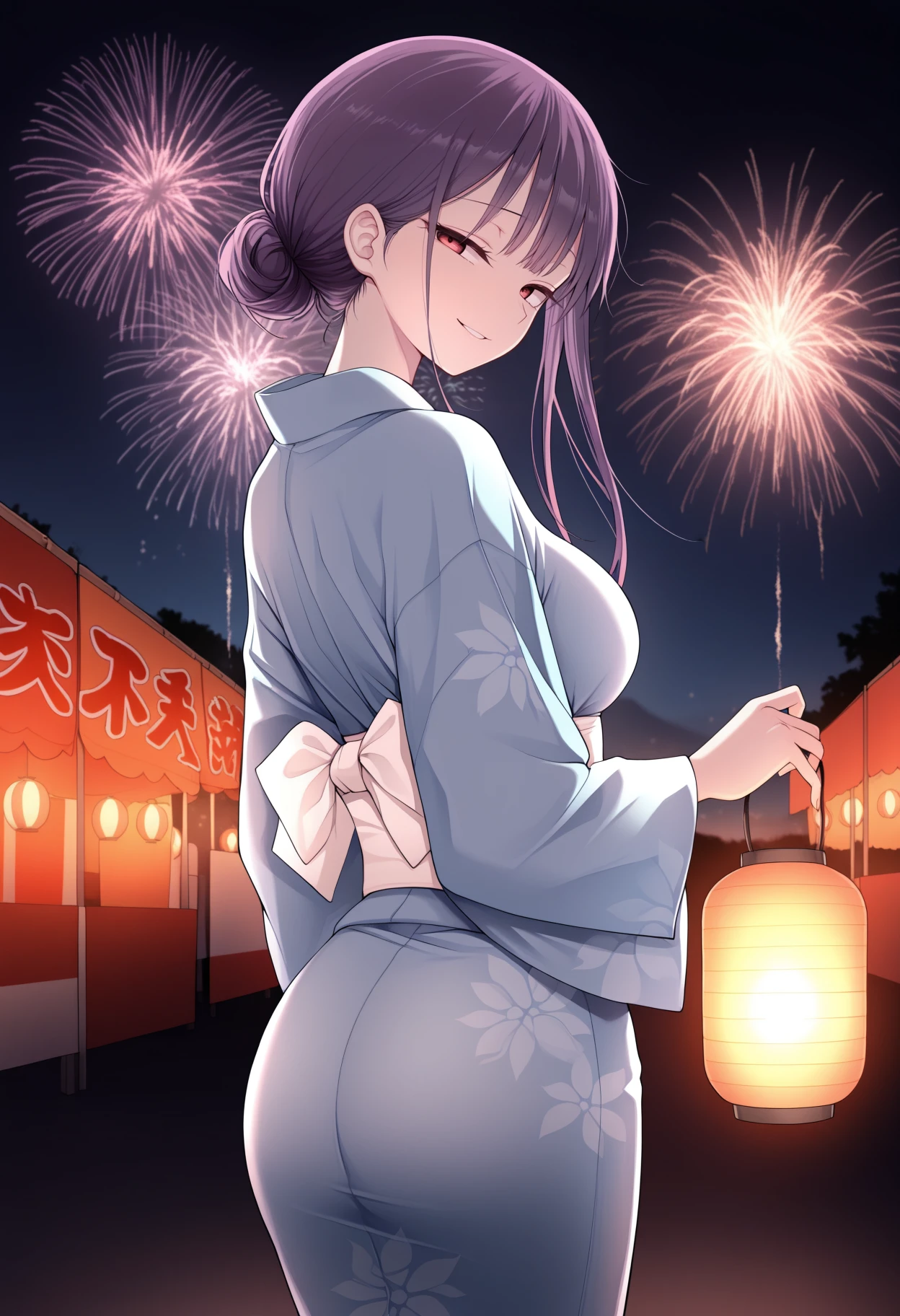 score_9, score_8_up, score_7_up, score_6_up, source_anime,
1girl, solo,
(red eyes and [black hair:purple hair:0.8]), short hair, hair over one eye, x hair ornament, (pink yukata),
best quality,
(uterus:1.5), (full-face blush), scream, looking down, (closed eyes, head tilt:1.4), perspective, dynamic angle, breasts, nipples, (hetero, sex, penis, female , male , orgasm, girl on top, sweat, saliva, cum in pussy, erotic pose), (grass, tree, outdoors, night, mid-night, aerial fireworks:1.3), (bouncing breasts, motion lines:1.5)