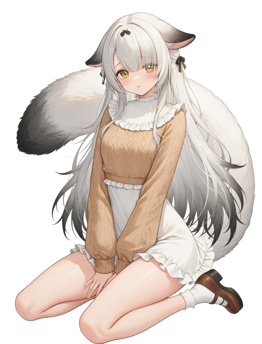<lora:miyuki_XL_illustrious-noob_v1:1> 1girl, miyuki \(azur lane\), casual, kneeling,, best quality, masterpiece, high quality, highres, absurdres ,<lora:NoobV065sHyperDmd:1>