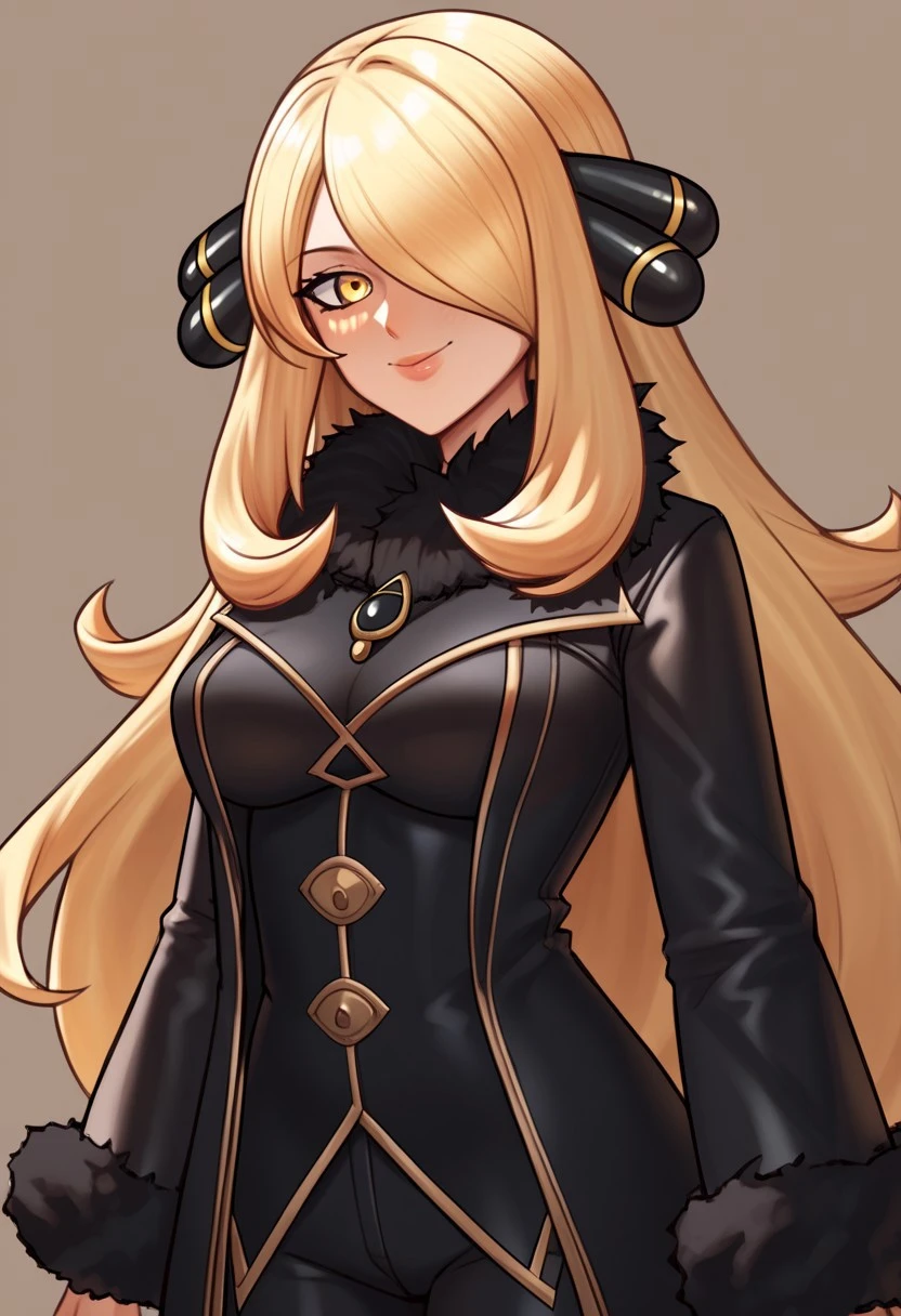 score_9, score_8_up, score_7_up, score_6_up, score_5_up, score_4_up, source_anime, <lora:confetti-extract- ponyxl:0.85>, detailed eyes, easynegative, rating_explicit, Expressiveh, 1girl, solo, ecchisage, smiling to viewer
pokemoncynthia, blonde hair, hair ornament, hair over one eye, long hair, yellow eyes, black coat, black pants, black shirt, coat, fur collar, fur trim, fur-trimmed sleeves, pants, shirt,