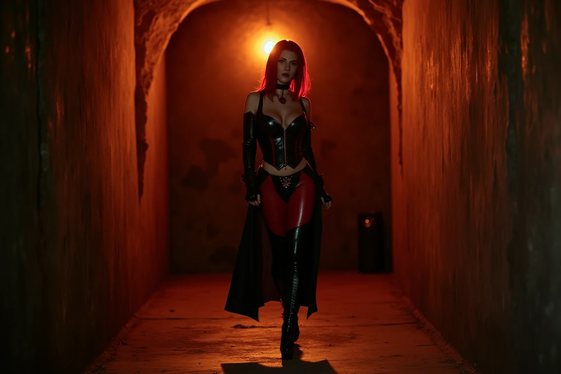 Bianca Beauchamp in red Vampirell and black boots posing in a cemetery, muito sexy diabo roupa, goddess of death in a graveyard, Elvira com roupas esfarrapadas, in a graveyard, behind her a gothic cathedral, skulls at her hips, rainha vampira, gothic maiden, mal posou, inspirado em Clyde Caldwell, tudo vermelho, Succubus em vestido curto apertado