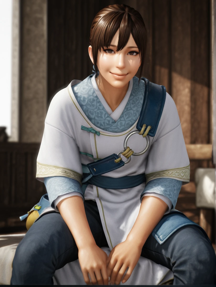 masterpiece quality, masterpiece,
Ka_Genka, 3D, smile, thick lip, realistic, small mouth, boy,
sitting, looking at viewer, <lora:Ka_GenkaDynasty_Warriors_Origins:1>