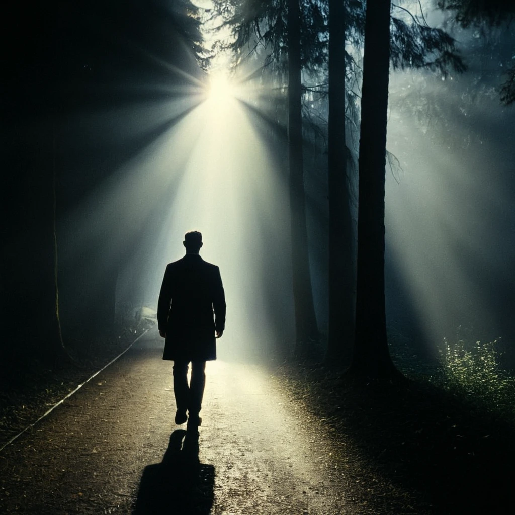 cinematic film still of <lora:volumetric lighting style illu:1>
cinematic god rays, crepuscular rays, Sunbeam of a silhouetted person far away walking down a street in the fog with epic warm sunbeam god ray light shining from behind, detailed background, perfect image, perfect body, perfect anatomy, sharp image, detailed image, contrast, Kodak film, high quality photography, cinematic photography style, Volumetric lighting style, Sunbeam style, crepuscular rays style, god rays style, cinematic rays style, outdoors, tree, no humans, sunlight, nature, scenery, forest, light rays, silhouette, road, bush, sunbeam, path, solo, standing, grass, shallow depth of field, vignette, highly detailed, high budget, bokeh, cinemascope, moody, epic, gorgeous, film grain, grainy