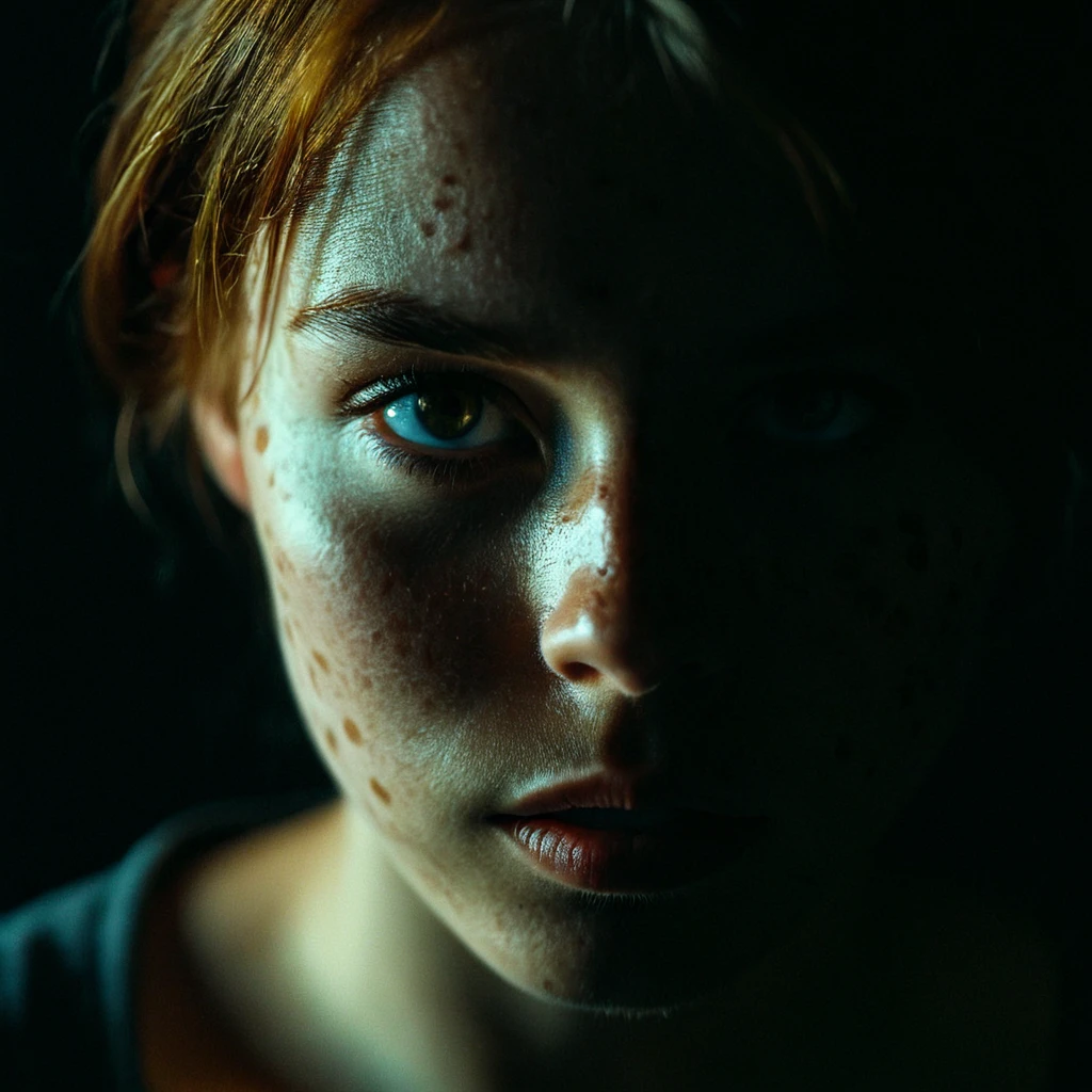 UHD, 4k, ultra detailed, cinematic, a photograph of <lora:Split Lighting style pony v1:1>
Split Lighting Photography of a woman with a split shadow light covering her face in the dark,solo,looking at viewer,1boy,closed mouth,male focus,portrait,freckles,realistic ,realistic , realistic, realism, photorealism, hyperrealism, hyperrealistic, realistic, sharp, detailed, cinematography style, film light style, movie still, professional photography, artistic, perfection, contrast, cinematic, filmic, high quality photo, 8k quality, colorful, partially covered in shadow, dark shadow, split light, side light, Split Lighting Photography style, epic, beautiful lighting, inpsiring