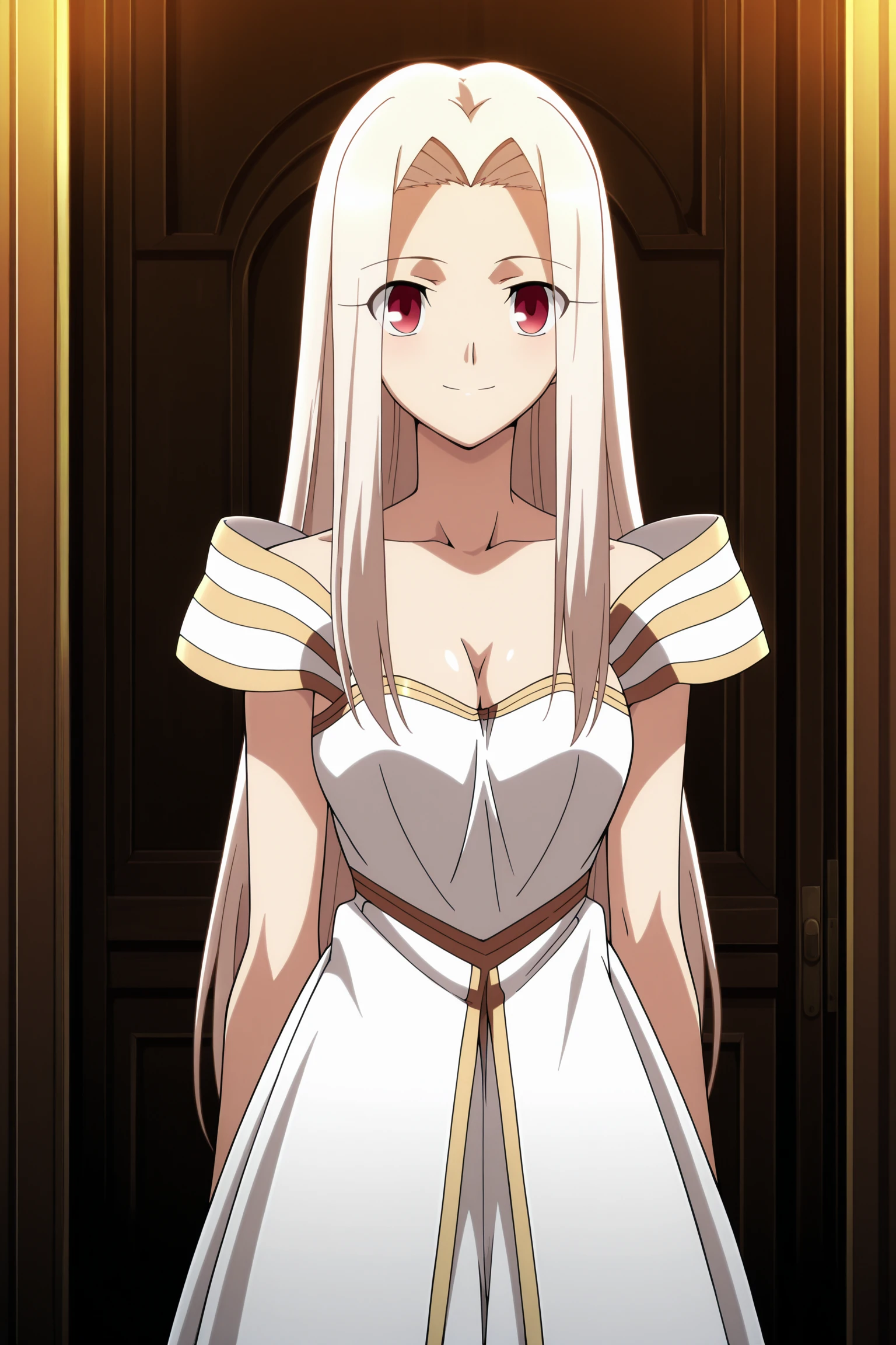 anime screencap, anime coloring, detailed face, masterpiece, best quality, very aesthetic, absurdres, volumetric lighting, official style, amazing quality, ultra detailed, highres, amazing quality, scenery, beautiful detailed hair, beautiful detailed eyes,
<lora:StS-Illustrious-Detail-Slider-v1.0:4>
<lora:Irisviel_von_Einzbern_FateZero_-_Illustrious_V2:1>
Irisviel von Einzberg (character), irisviel von einzbern, 1girl, long hair, solo, white hair, red eyes, dress, anime coloring, breasts, cleavage, medium breasts, white and gold dress (outfit), cowboy shot, smile