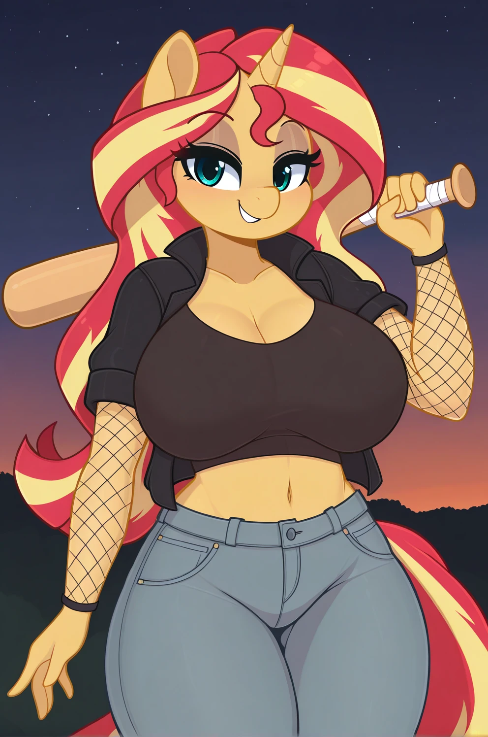 STICKER, (solid outline:1.2), (NSFW:1.2), Sunset Shimmer model pose, bare breasts, black jacket open, breasts exposed, full body portrait with high heeled boots, cowboy shot, full-length, Sunset Shimmer aged 25, topless, bare breasts, big breasts, shoes visible, detailed anime eyes, adesivo, fundo simples, full portrait, long hair, beautiful sunset shimmer girl, pony aesthetic, beautiful girl, very beautiful fantasy art, beautiful and elegant female pony girl, beautiful detailed fantasy, red and yellow colour palate, red and yellow colour-theme, vintage t-shirt design, in the style of hand drawing, 3D vector art, fantasy art, watercolour effect, Adobe Illustrator, hand-drawn, digital painting, low-poly, soft lighting, isometric style, retro aesthetic, focused on the character, 4K resolution,