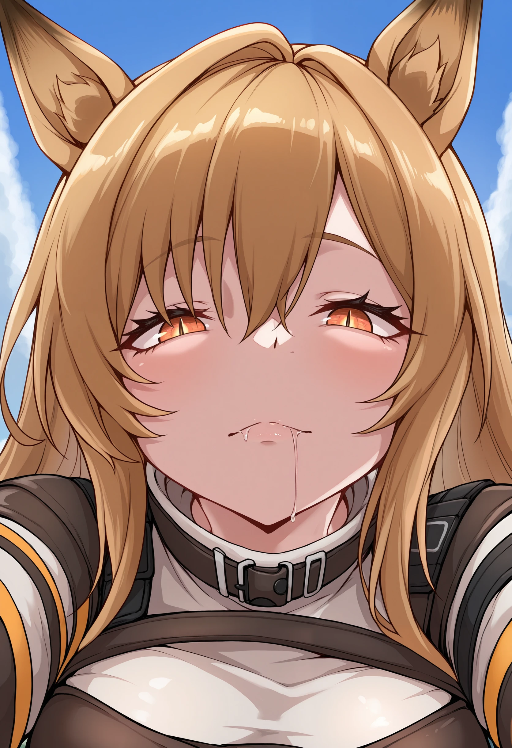 Top quality, masterpiece, blonde, twintails, eyes closed, face super zoomed in
