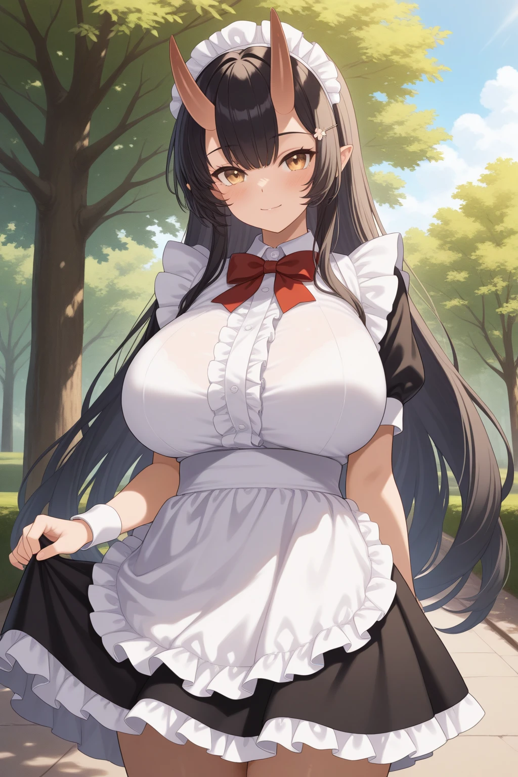 1girl, fox girl, fox ears, fox tail, dark brown hair, green eyes, sexy, mommy, thick thighs, big breasts, hard , sfw, dress,