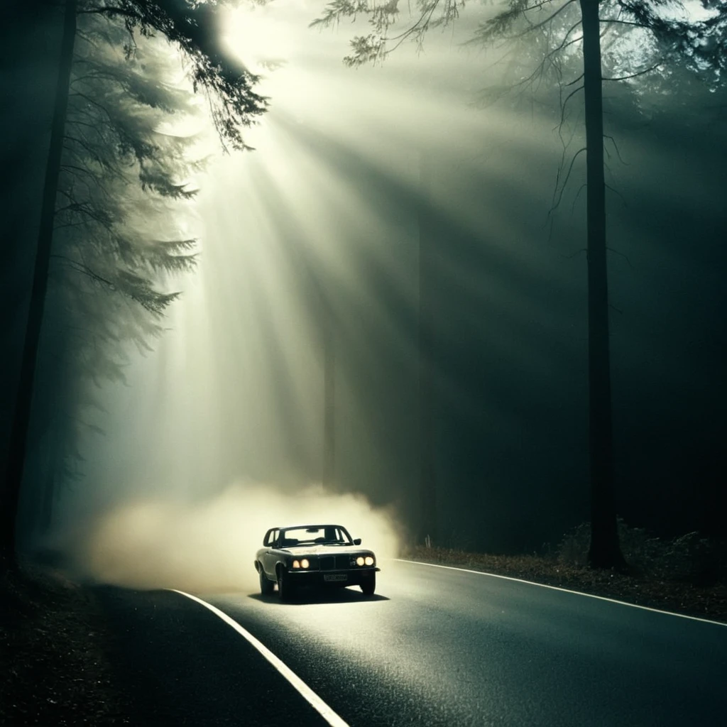 cinematic film still of <lora:volumetric lighting style illu:1>
a car driving down a road with a lot of Volumetric fog waves coming out of it in forst, detailed background, perfect image, perfect body, perfect anatomy, sharp image, detailed image, contrast, Kodak film, high quality photography, cinematic photography style, Volumetric lighting style, Sunbeam style, crepuscular rays style, god rays style, cinematic rays style, monochrome, outdoors, tree, no humans, night, ground vehicle, nature, scenery, motor vehicle, forest, car, road, vehicle focus, fog, sports car, smoke, driving
, shallow depth of field, vignette, highly detailed, high budget, bokeh, cinemascope, moody, epic, gorgeous, film grain, grainy