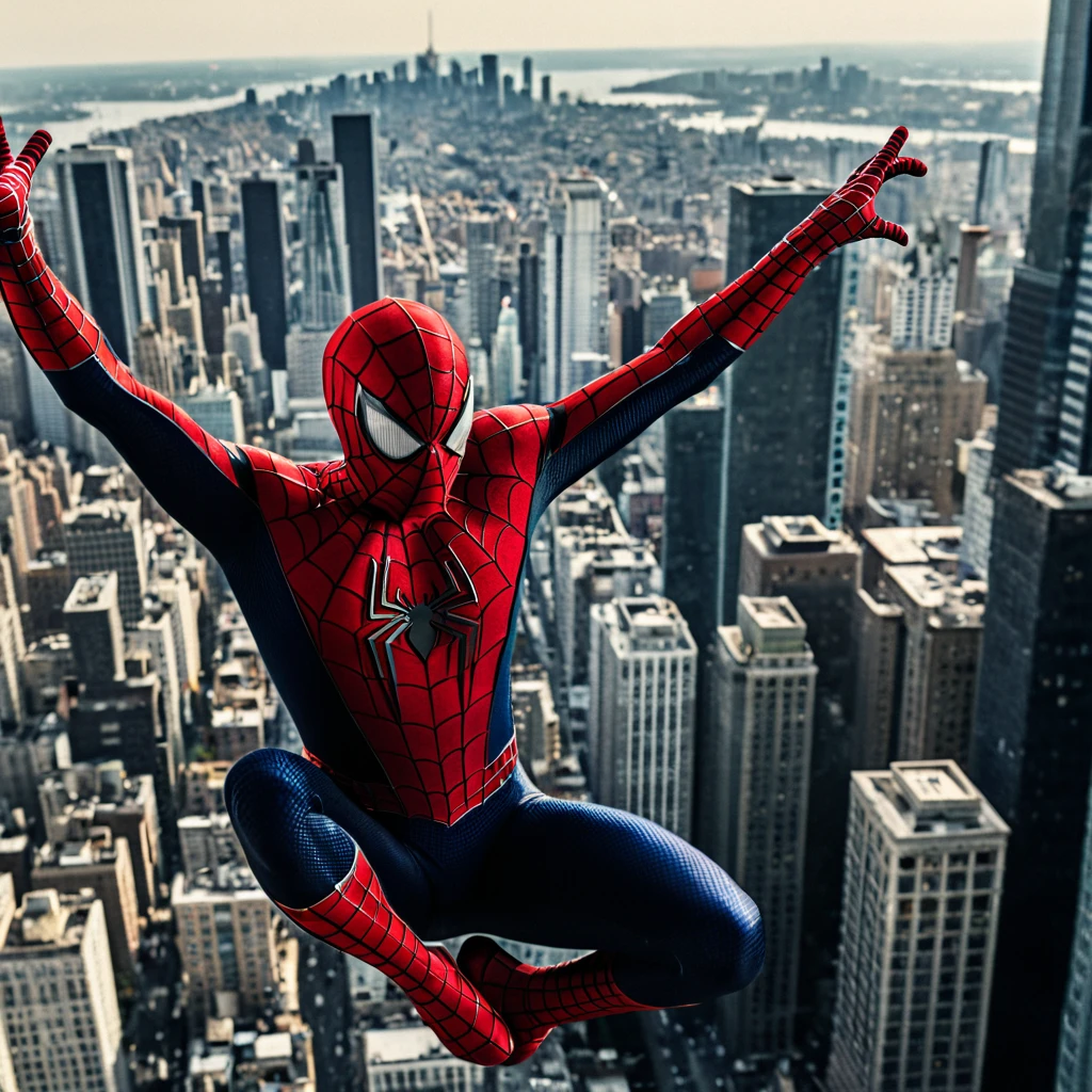 UHD, 4k, ultra detailed, cinematic, a photograph of <lora:Spider-Man pony v1:1>
Cinematic Spider-Man style a spider man is flying web swinging over a city, cinematic film style, perfect cinematic image, perfect body, perfect anatomy, sharp cinematic image, detailed cinematic image, Kodak cinematic film color style, high quality film photography style, motion picture film style, Spider-Man style, solo, outdoors, hood, mask, bodysuit, building, city, cityscape, superhero, skyscraper, midair, silk, spider web, spider web print, spider-man, red bodysuit, cup, mug, two-tone bodysuit, epic, beautiful lighting, inpsiring
