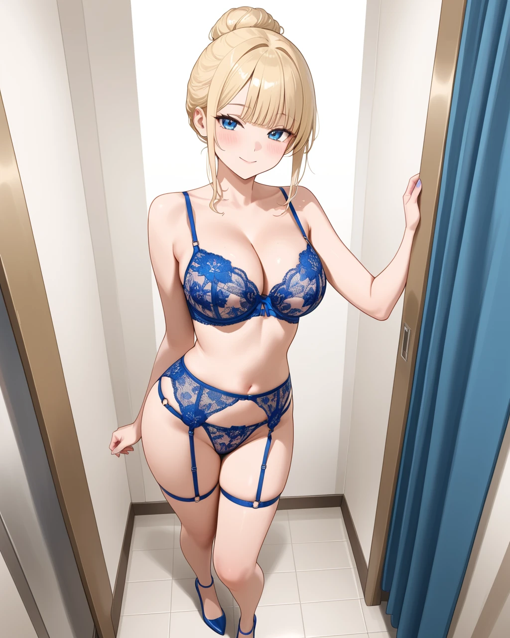 Blue Lace Print Lingerie Set - v1.0 v1.0