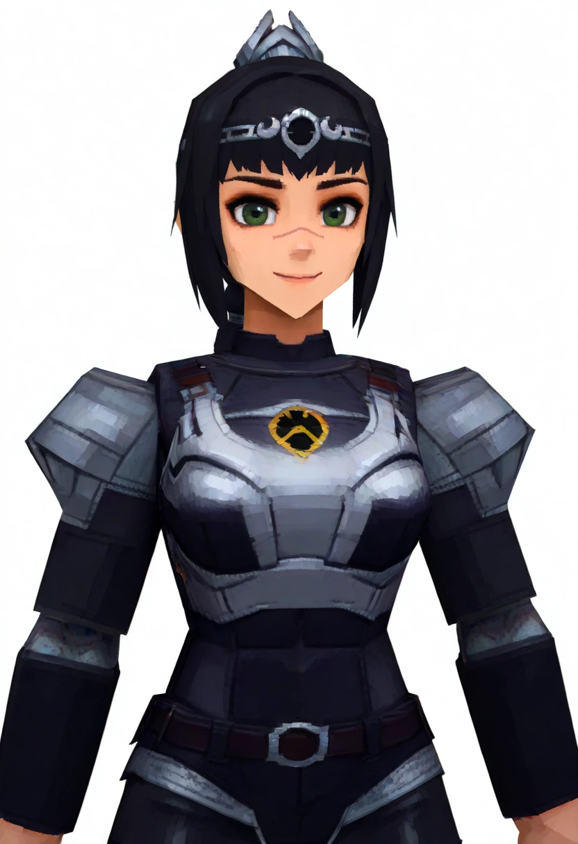 masterpiece, best quality, very aesthetic, absurdres,
lowpoly, ps1, psx, low poly, 3d,
1girl, solo, shadowheart, black hair, braided ponytail, green eyes, scar on face,
circlet, armor, large breasts, leather pants,
smile, looking at viewer, upper body, simple background, white background <lora:ShadowHeartIllustrious_byKonan:0.8>, <lora:LowPolyRenderV2Noob_byKonan:1>