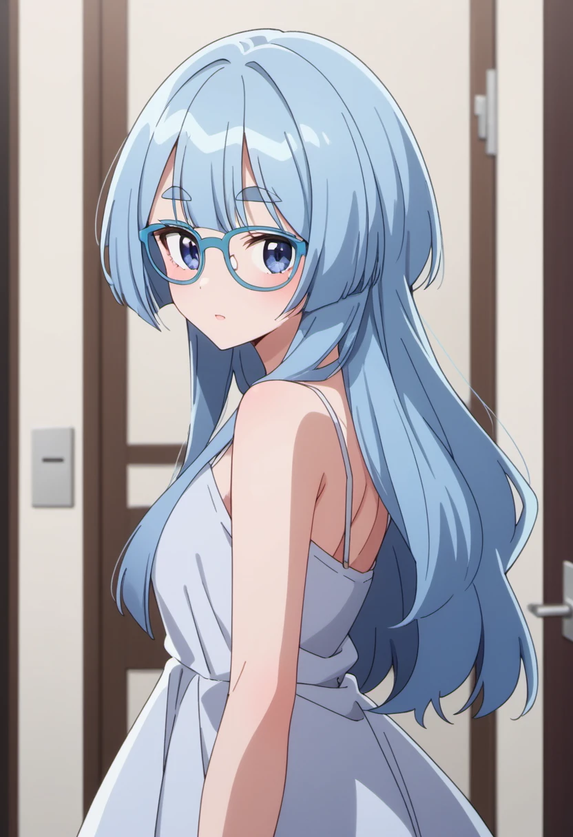 (extremely detailed CG unity 4k wallpaper),(masterpiece),(best quality),(ultra-detailed),(best illustration),(best shadow),(absurdres),(detailed background) <lora:OGT_Reine_Murasame-v1:0.8> Reine Murasame, 1girl, solo, glasses, blue eyes, long hair, purple hair, ponytail, stuffed toy, stuffed animal, jewelry, necklace, blue shirt, blue henley, cleavage