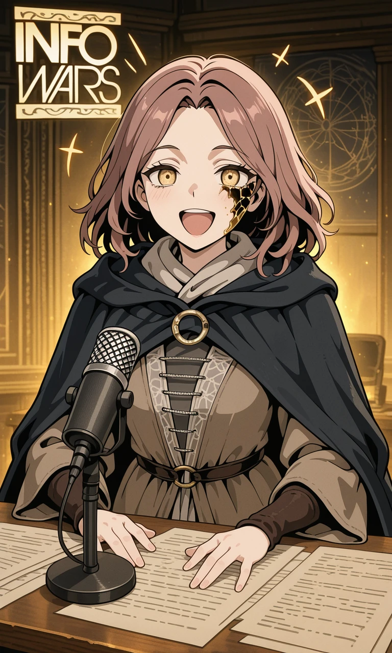 embedding:IllusP0s, info wars, microphone, desk, 1girl, open mouth, happy, melina_\(elden ring\),<lora:info_wars.safetensors:1.0:1.0>