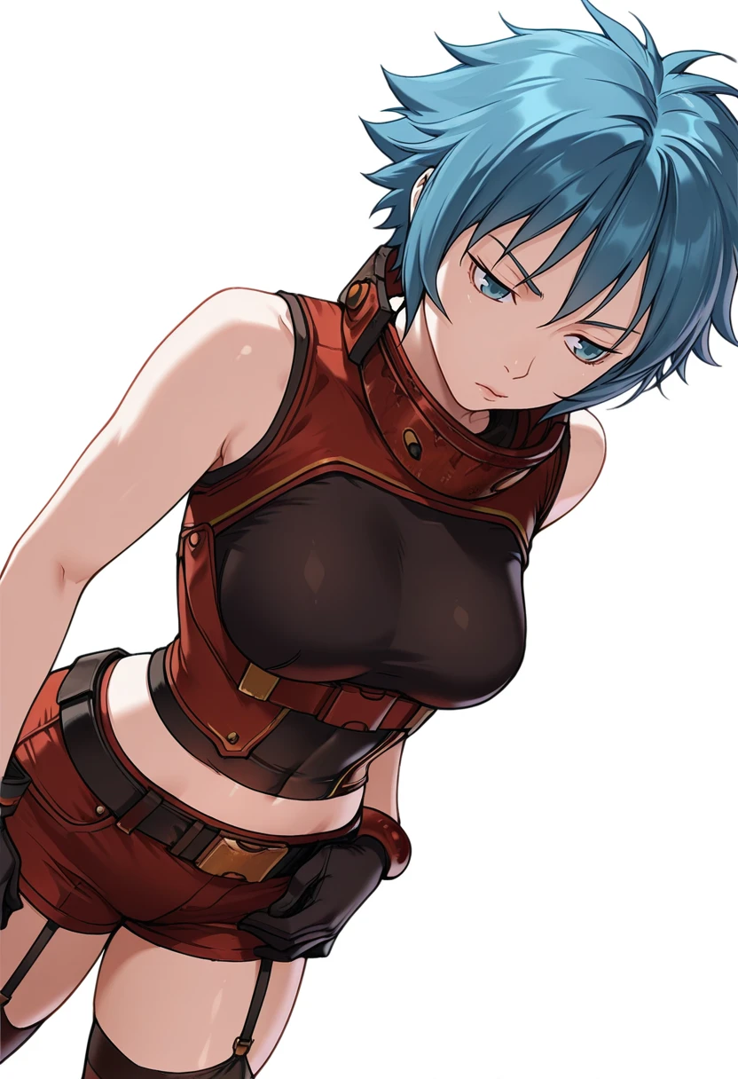 score_9, score_8_up, score_7_up,anime_source, source_anime, best background, detailed background, anime screencap,   1girl, fighting pose, fingerless gloves, gloves, navel, seductive body, sexy, horny, blush, naughty face, blue hair, indoors, <lora:JN_Finaka_Artstyle:0.8>