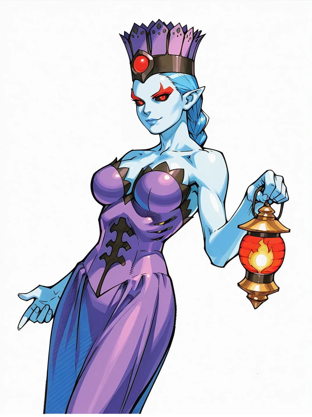 8K,High quality,Anime,married woman,Beautiful,clean,Bright,highlight in eyes,Sexy,ultra gigantic tits,oversized tits,Erotic,Well drawn,,beautiful line art. Blue skin, well-drawn ears, Blue and orange gradient fins,  Painted from head to waist, Nothing on, , Crotch show,  Showing, Dark Facial Makeup, royal background, Nothing is worn、fullnude、nakeness、Nothing is worn、fullnude、animesque、Animation drawing、