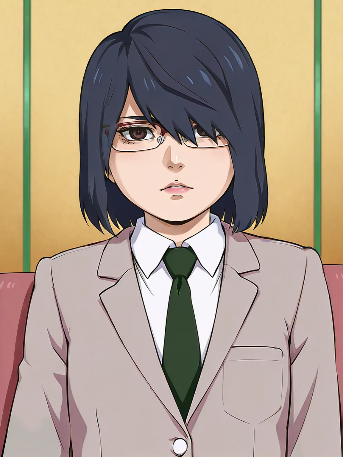 1girl
<lora:NaruBoru Style:1> naruborustyle
<lora:JsaoriIL:0.85> jsaori, black hair, hair covering one eye, suit