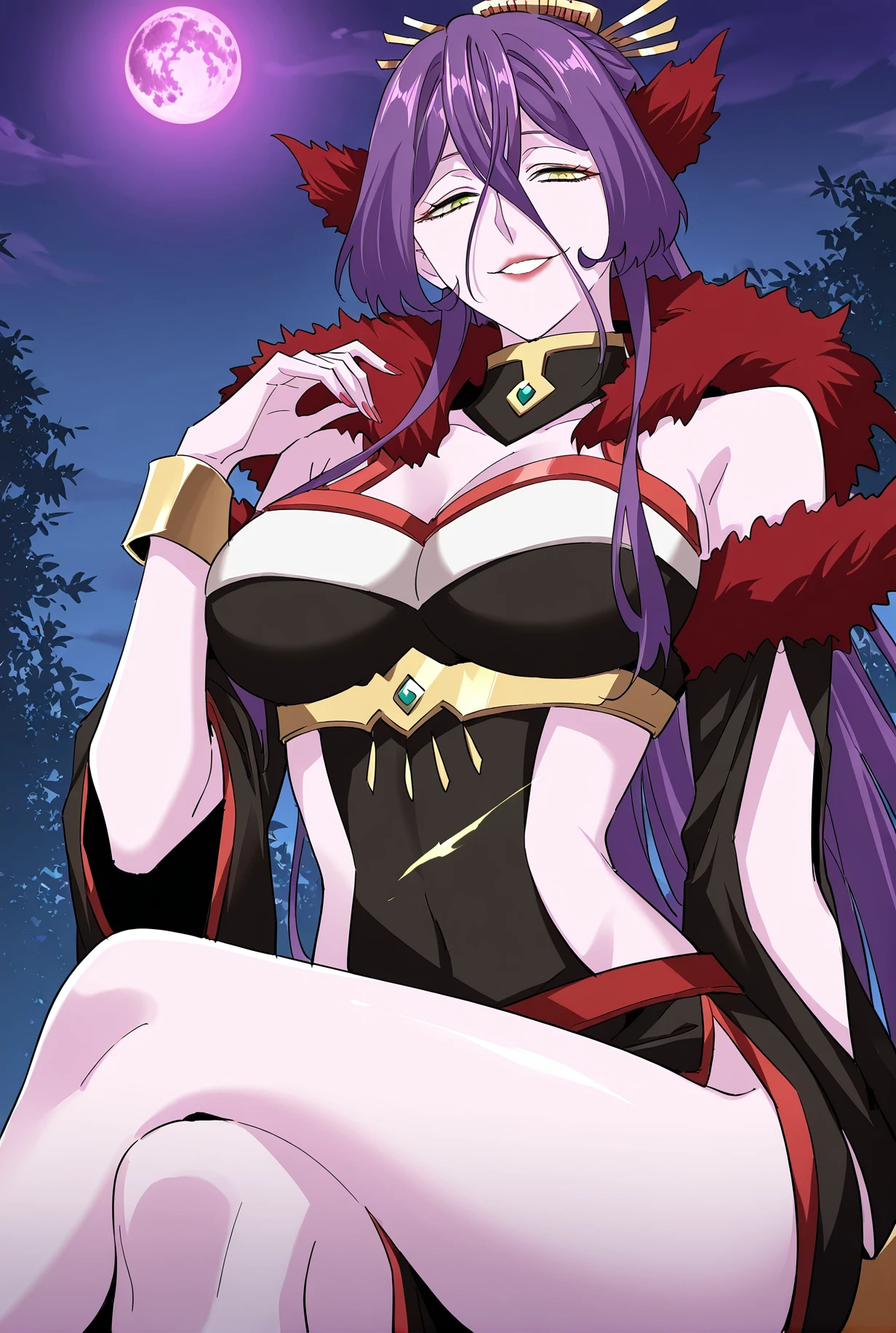 Sexy purple haired woman without clothes