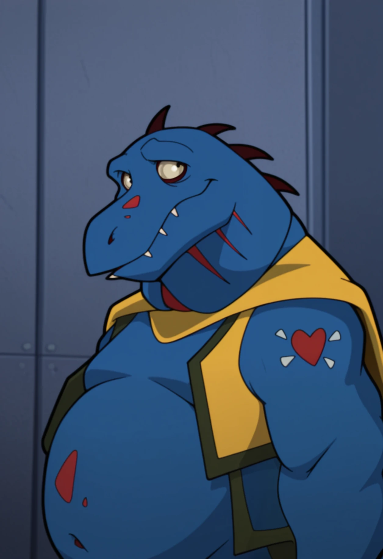 masterpiece, best quality, amazing quality, 1boy, solo, SkrapKD, vest, upper body,