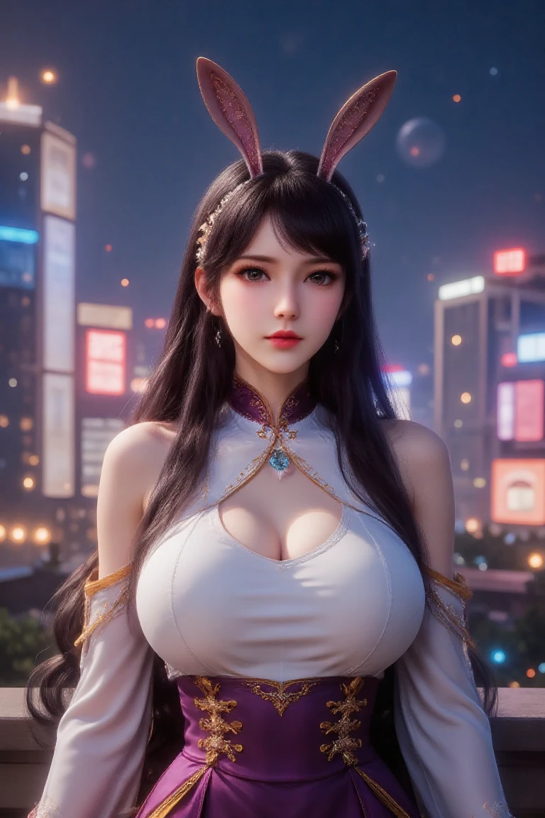 Very large O cup breasts、Shapely breasts 、 Show off your breasts、Silky shiny skin、sexly, Very beautiful lovely face、Cute face、 Gorgeous Silky Black Hair、Round eyes、 Bangs swaying in front of the face、A beautiful and cute 20-year-old woman、 Big and ample breasts、 she spreads her legs wide and flaunts、Showing very large breasts、 Plump、Super glamorous、Are fat、Bigfoot、Big body、 Chubby、Beautiful thighs、Low - Angle、Scene looking up from below、 Chubby weighs 80kg、cute、smile、Very glamorous、Japanese women、Clear white skin、casino、Wearing a bunny girl costume、ponytail