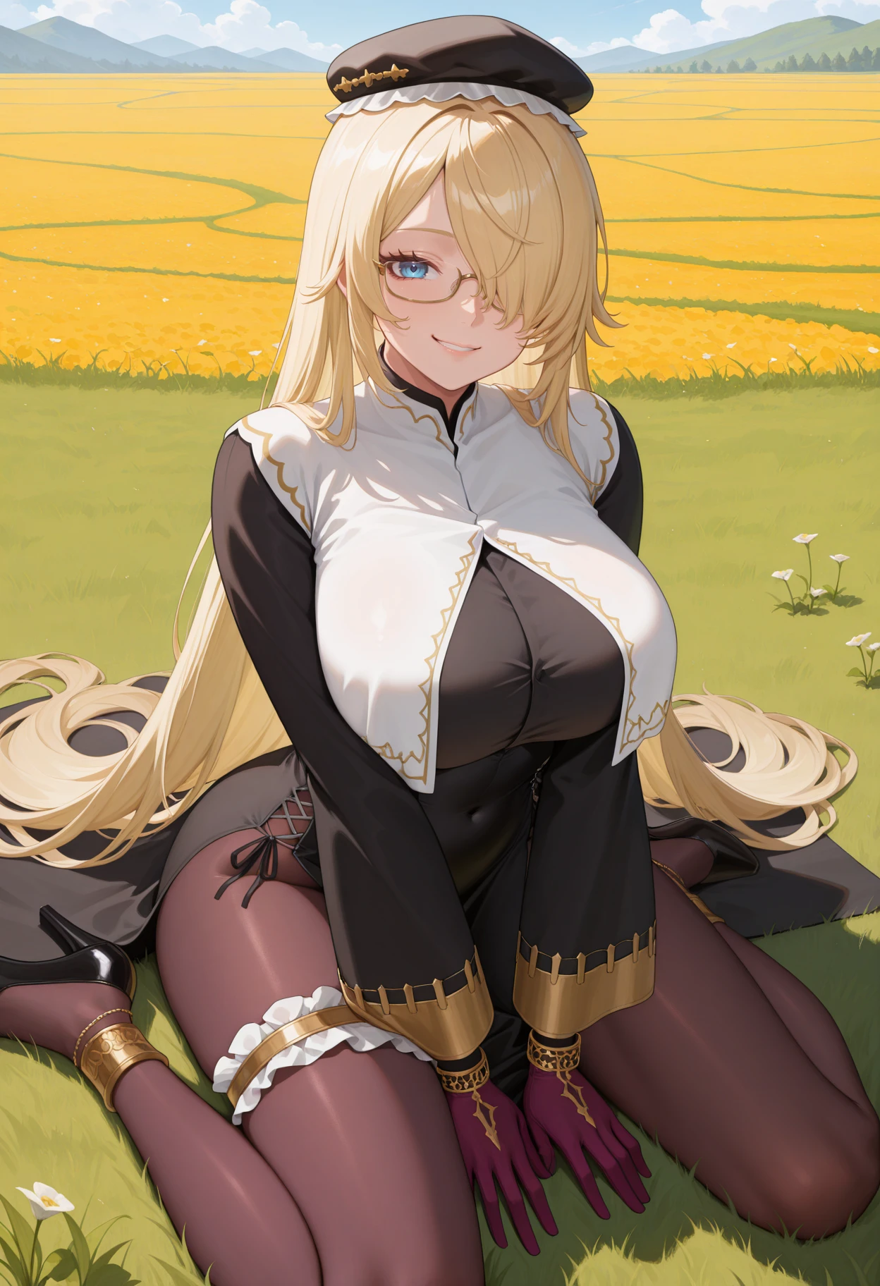 ((1 woman with very long, light yellow hair,((large breasts, bare breasts, erect breasts)),((tight, transparent panties, no blouse, belly belt, with a glue stick)),((gray eyes, mow, with eyes closed, serious face)), in a haunted forest, at night)),