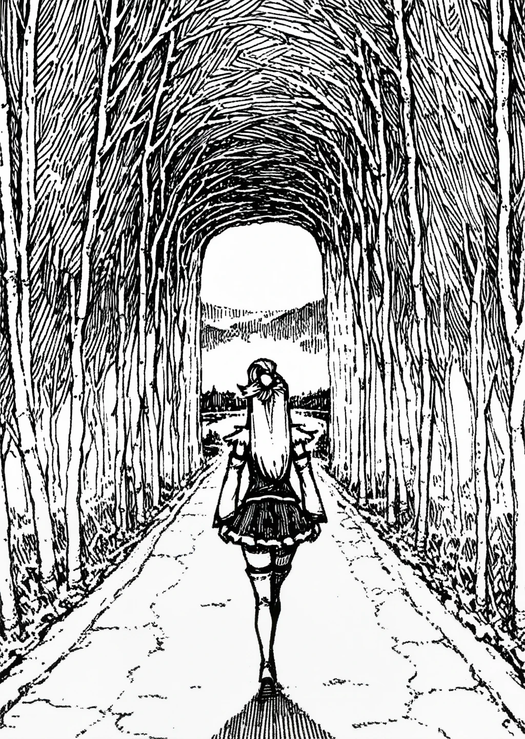 aqua_\(konosuba\), masterpiece, very aesthetic, 1girl, hatching on background, , full shot,Vanishing point,tranquil lakes of Canada's Banff National Park are a haven for outdoor enthusiasts,innocent look,Determined pose,hair light