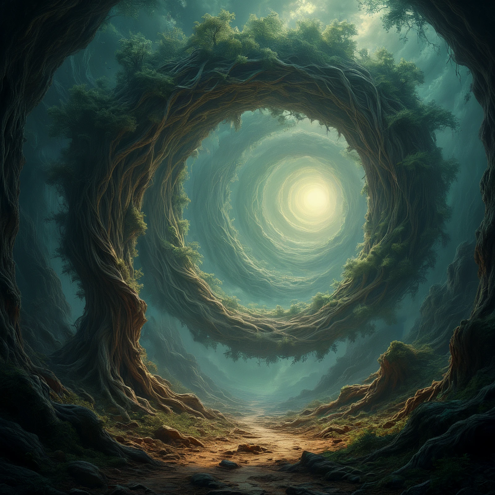A vortex made of twisted trees.

Fantasy style. Fantasy dreamlike art.

<lora:Vortex01_CE_XL_300-OT:0.6> vrtxCE_style