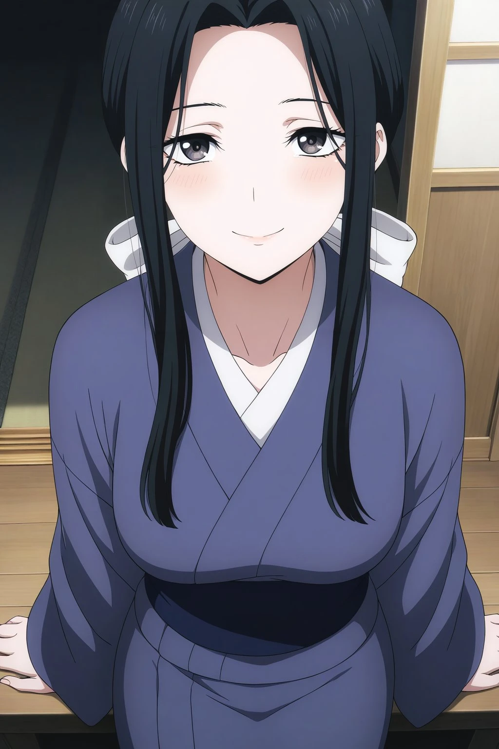 masterpiece, best quality, amazing quality, very aesthetic, absurdres, ultra detailed,
<lora:il_contrast_slider_d1 (ЦВЕТ КАРТИНКИ):-0.8>
<lora:Shirayuki:0.8> shirayuki, 1girl,
portrait, smile,
view from above, body is visible, medium breasts are visible from under the shirt,,
blue kimono,