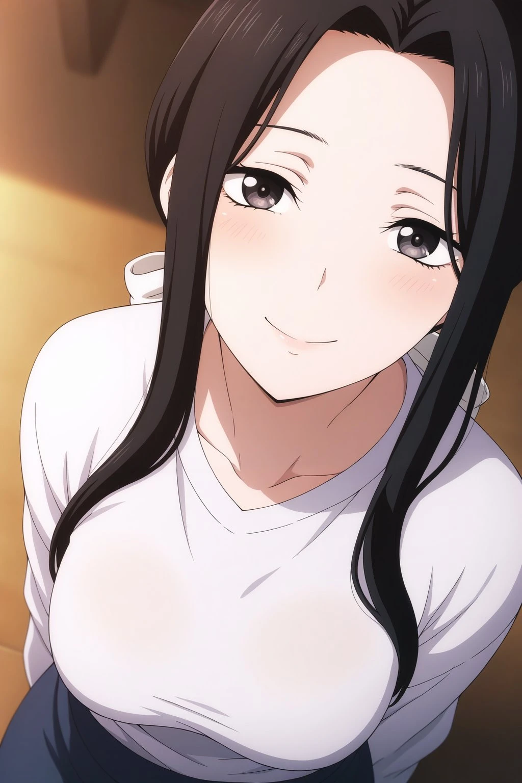 masterpiece, best quality, amazing quality, very aesthetic, absurdres, ultra detailed,
<lora:il_contrast_slider_d1 (ЦВЕТ КАРТИНКИ):-0.8>
<lora:Shirayuki:0.8> shirayuki, 1girl,
portrait, smile,
view from above, body is visible, medium breasts are visible from under the shirt,,