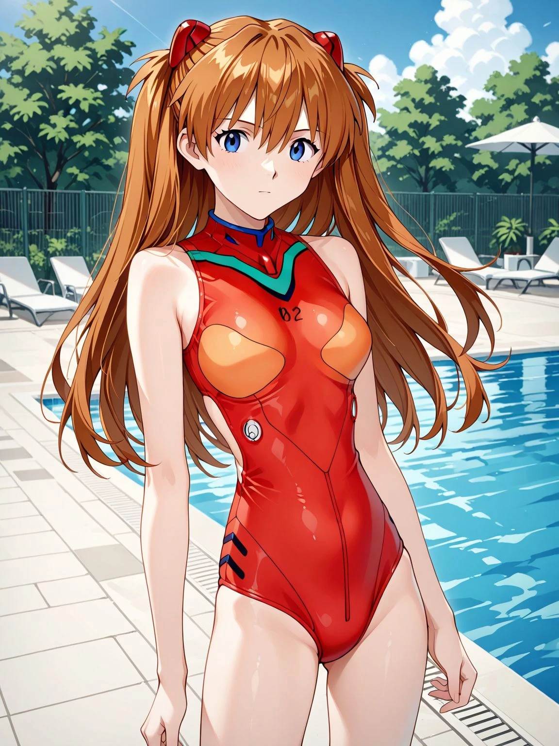 asukalangley, Asuka Langley Soryu, (Souryu Asuka Langley:1.5), Blue eyes, hair between eye, Headgear, Interface headset, Orange hair, two side up,,
BREAK indoors, crass room,
BREAK looking at viewer, (Cowboy Shot:1.5),
BREAK (masutepiece:1.2), Best Quality, High resolution, Unity 8k壁纸, (Illustration:0.8), (Beautiful detailed eyes:1.6), extra detailed face, Perfect Lighting, extremely details CG, (Perfect hands, Perfect Anatomy),Wearing red underwear、muscular pussy、Dripping sweat、Sweat sweat、stuffy々and facial expressions、muscular pussy、liquid that gives a sexual impression、Hands behind your back、Holding、masutepiece