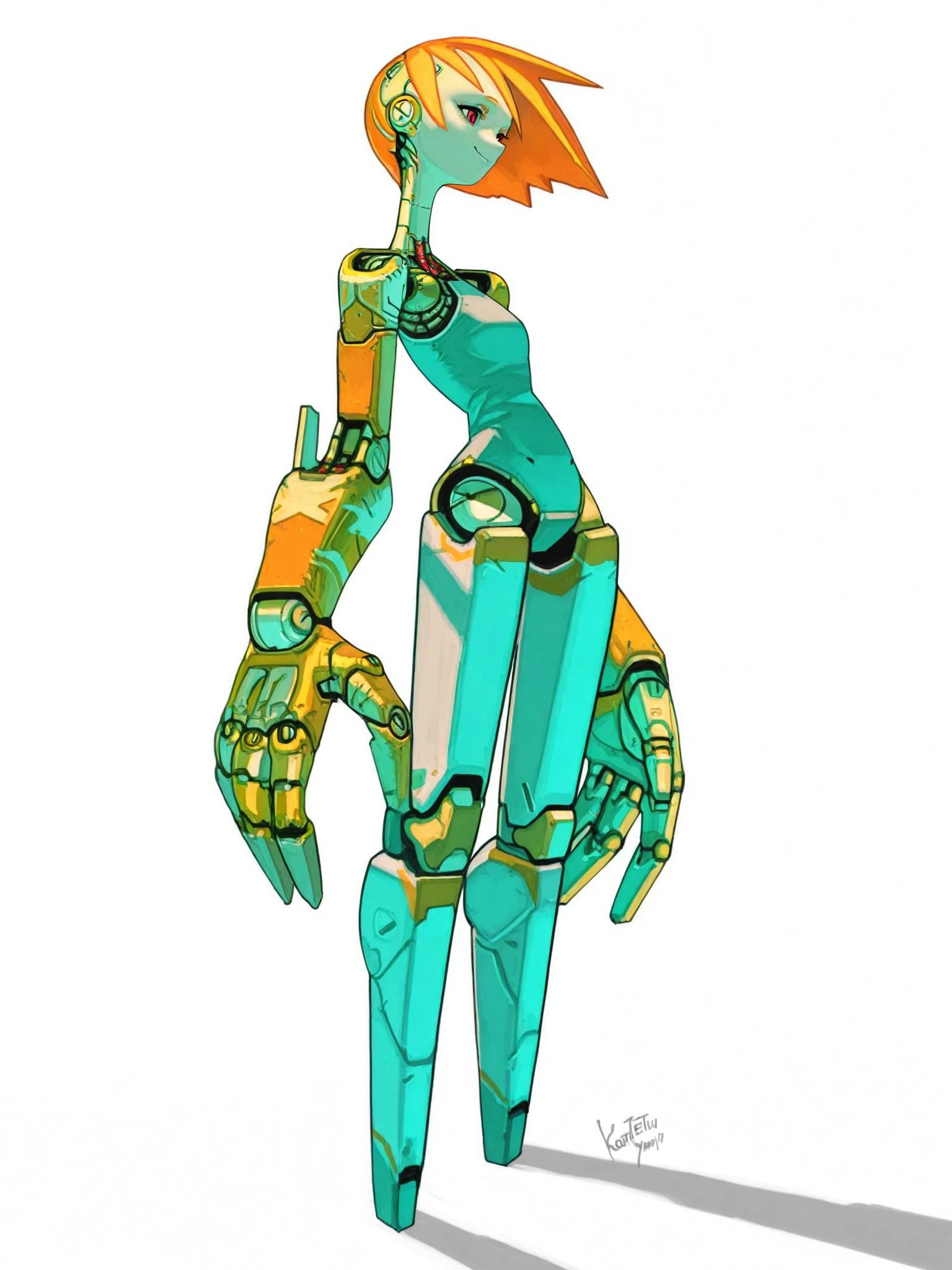 (masterpiece), best quality, a cartoon alien with green eyes and a blue body, elongated arms, elongated figure, neutral pose, humanoid form, humanoid shape, zoomed out full body, arms extended, distant full body view, full entire body fun pose, 5 fingers). full body, fully body pose, full body pose, serpentine pose gesture, green eyes, boob
