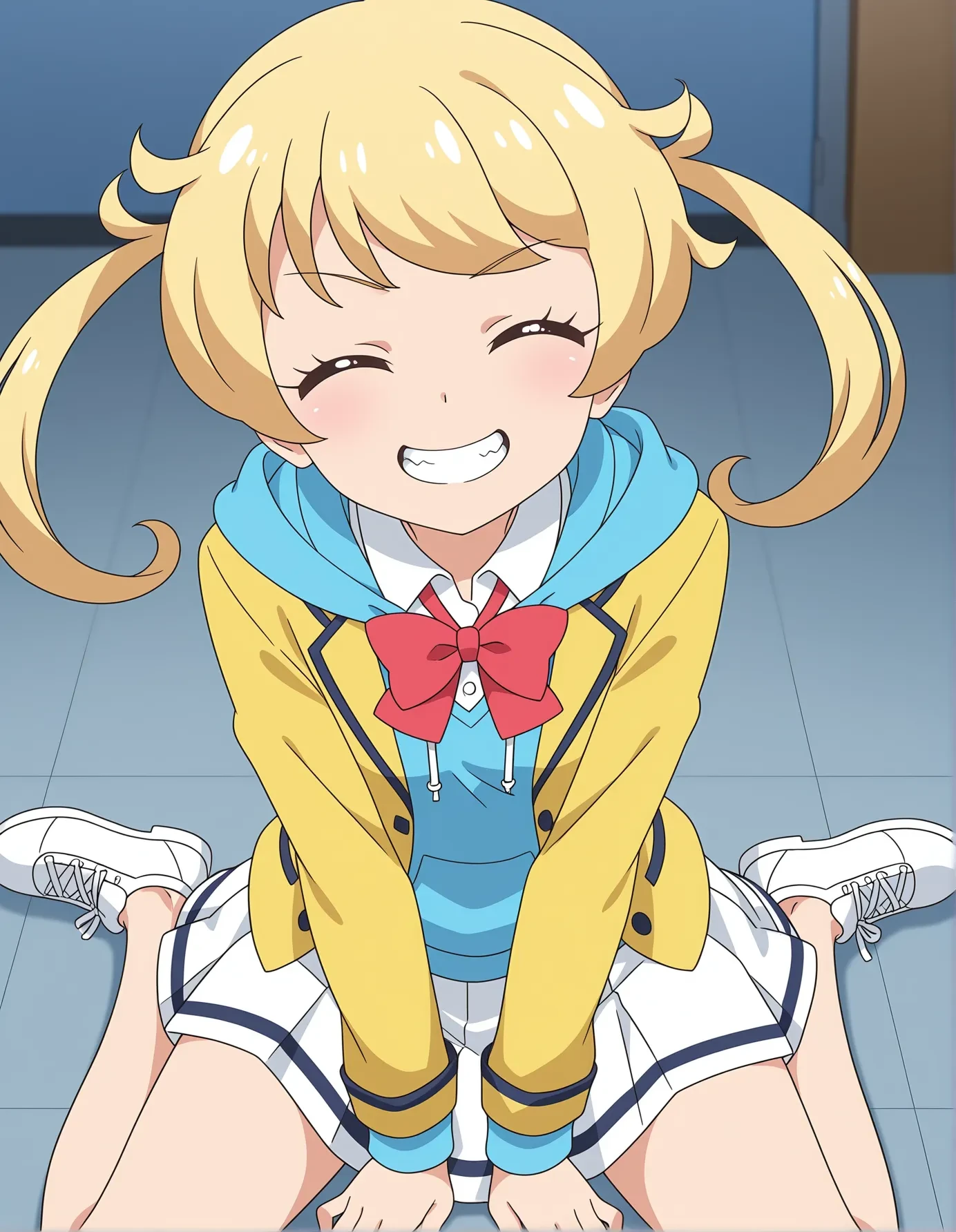 from front,focus on panties,fine underwear,black panty,flat chest
,BREAK,
hoshimiya ichigo, long hair, white shirt, blue blazer, hair ribbon, white skirt
,BREAK, 
{{{shaded face}}}, naughty smile, mock, smile big, happy smile, open mouth, looking down at viewer, masterpiece,absurderes, beautiful detailed face
,BREAK,
,Squat,looking down at viewer,Squatting, 
((masutepiece,hight resolution)), masutepiece, Best Quality, , absurderes, Perfect Skin, Detailed skin texture, ultra-detailliert, 8K, Intricate details, beautifull detailed face,hight resolution, 1girl ,from front.
indoors,locker room