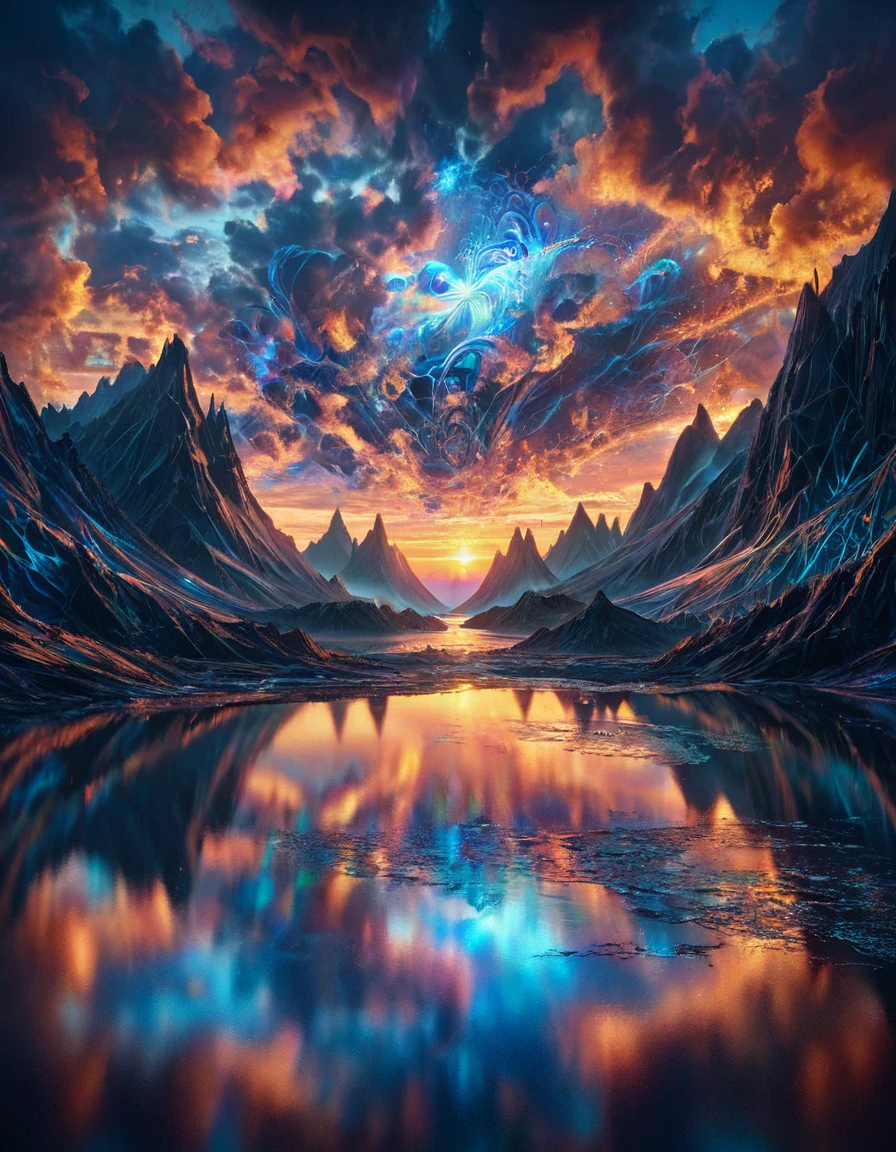 stylized, ral-hlgrphc, it is very Lively, at Sunrise, Very wide view, Overdetailed art, Dark, Low Contrast, <lora:ral-hlgrphc-sdxl:0.9>, dynamic background, beautiful composition, located artistic, epic, imposing, stunning, fine detail, intricate artistic color, lush, dynamic dramatic atmosphere, radiant, ambient illumination