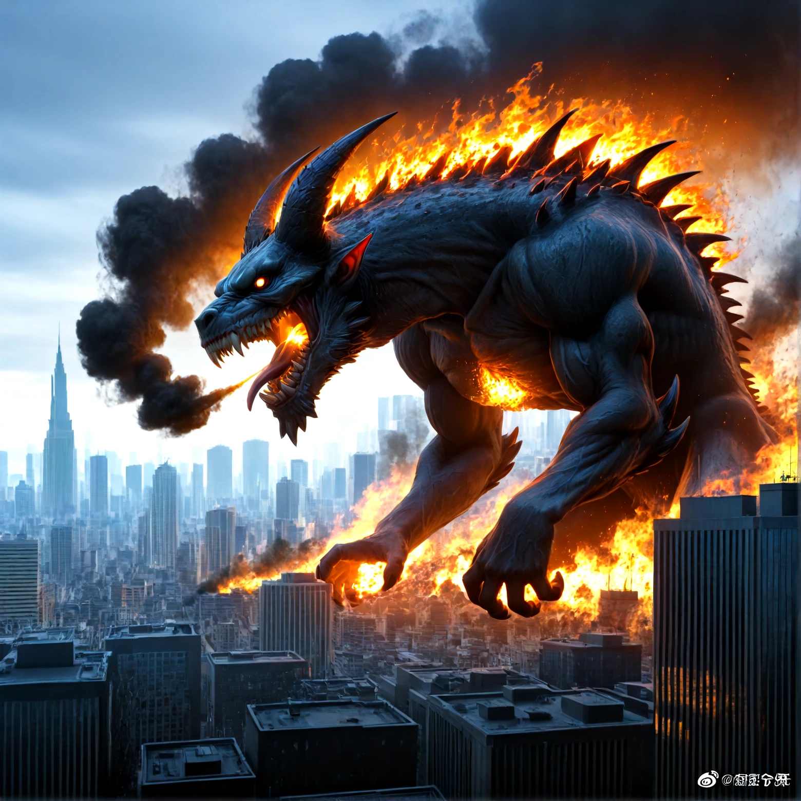 A giant 20 foot tall humongous Godzilla dog, downtown, rampage, destruction, attack, mighty roar, looking at the camera as if it's food
<lora:Lora_Zip:0.9 >