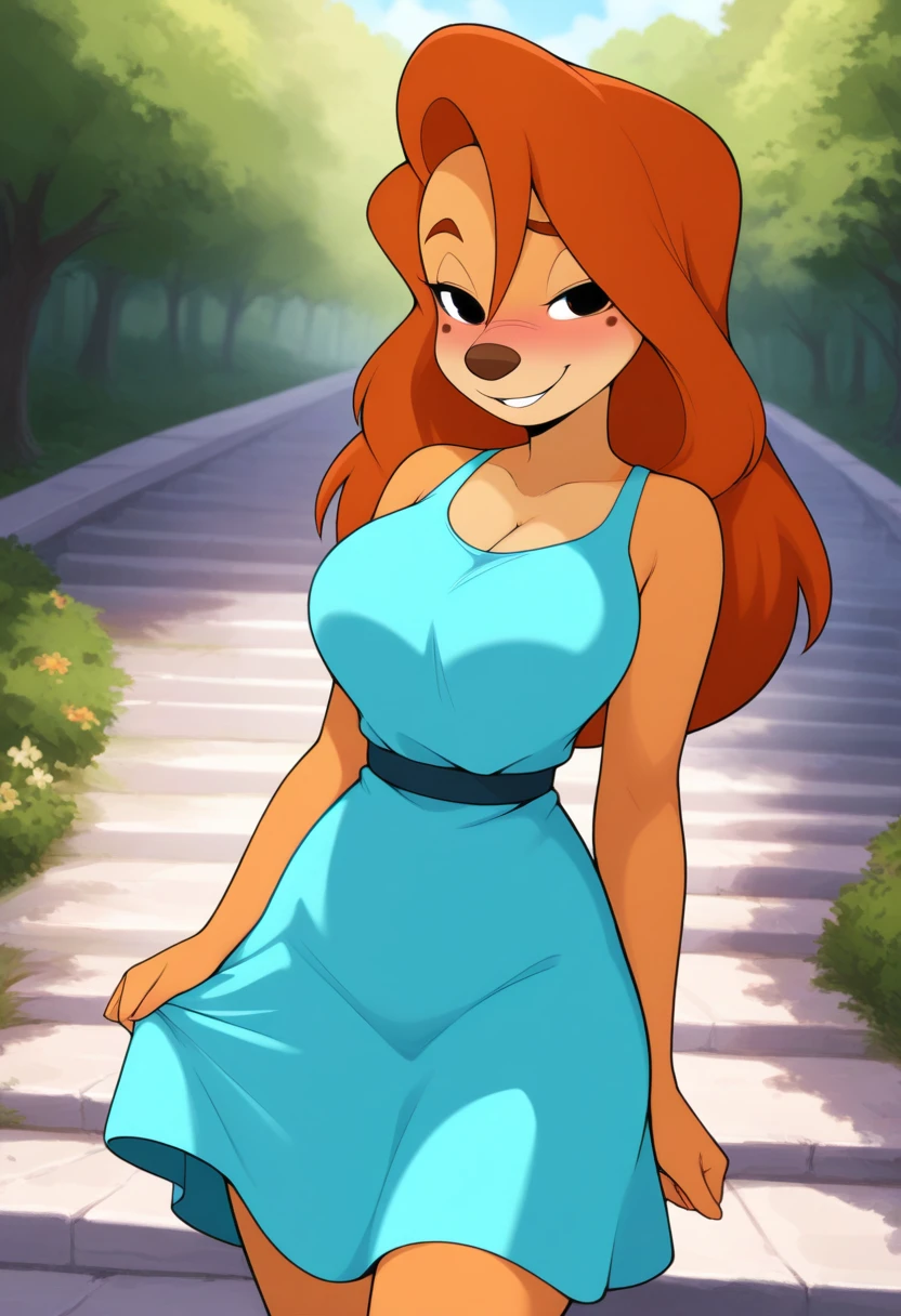 masterpiece, best quality, absurdes, 1girl, solo,
<lora:Roxanne Rover (Goofy Movie) - Stylized (NoobAI):0.8> Roxanne_Rover, red hair, beauty mark, anthro, furry female,
outdoors, detailed background, sundress,
<lora:Detailer_NoobAI_Incrs_v1:0.4> detailed,