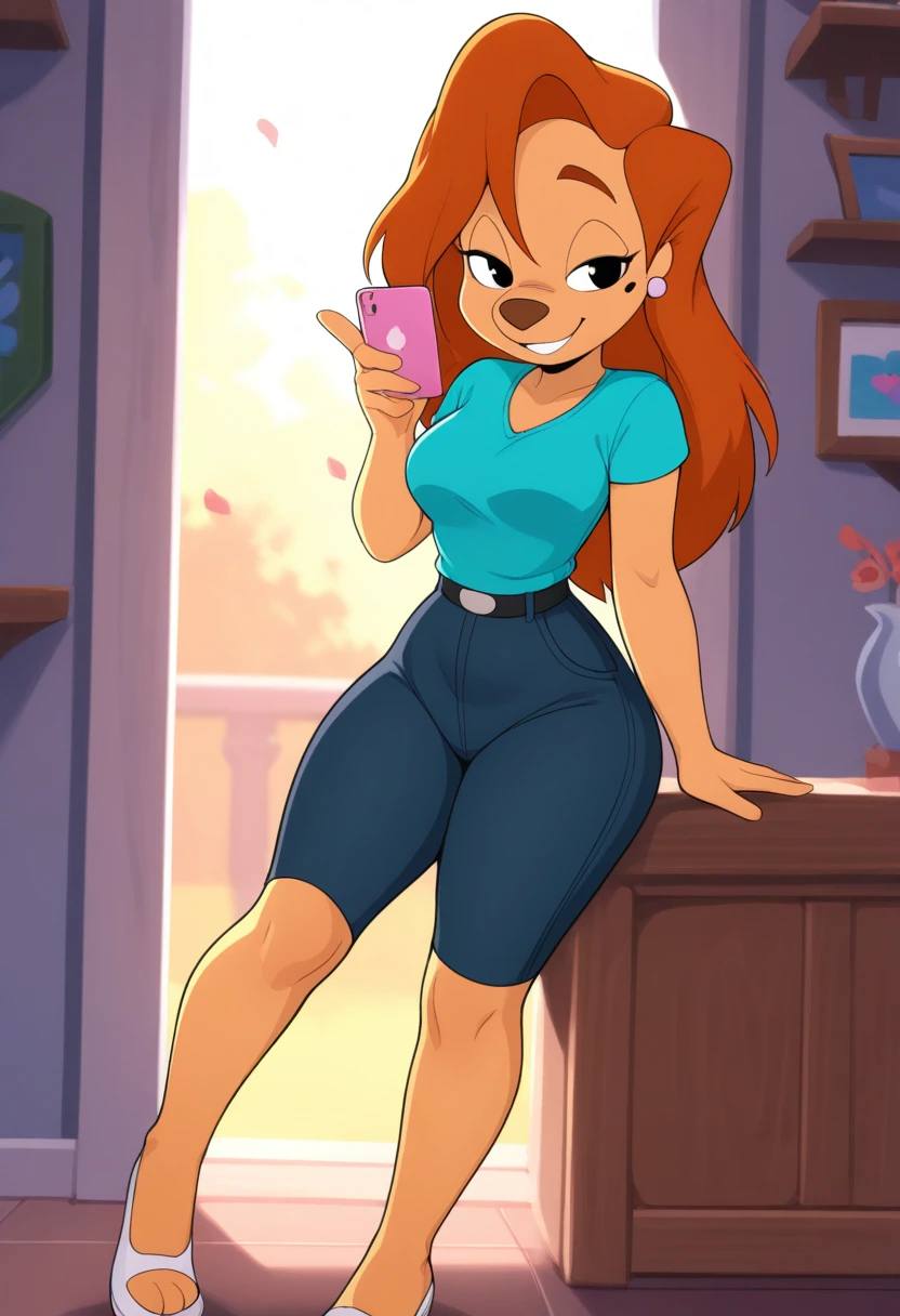 masterpiece, best quality, absurdes, 1girl, solo, full body,
<lora:Roxanne Rover (Goofy Movie) - Stylized (NoobAI):0.8> Roxanne_Rover, red hair, beauty mark, anthro, furry female,
<lora:Detailer_NoobAI_Incrs_v1:0.4> detailed,