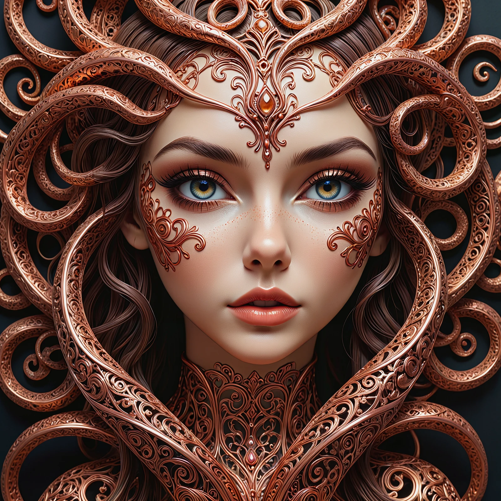 Surreal abstract art. A metallic sculpture, made of filigree copper.
<lora:Medusa01_CE_XL_300-OT:0.4> mdsaCE_style