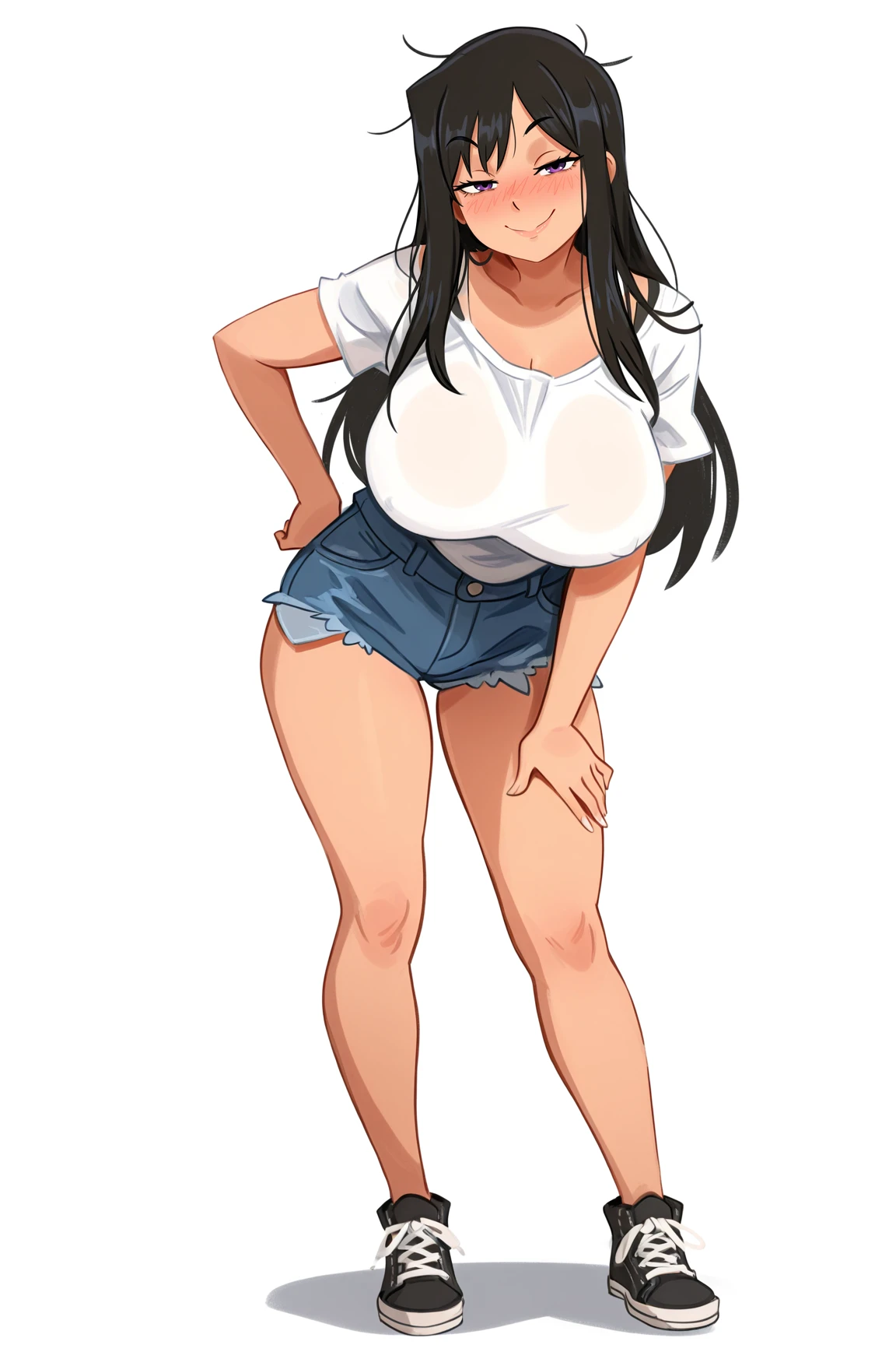 Anime girl, 21 years old, curvy body shapes, Amazon, Sub, oily body, loincloth, sexy clothes, futanari, Drawings on the body, white drawings, playful look,