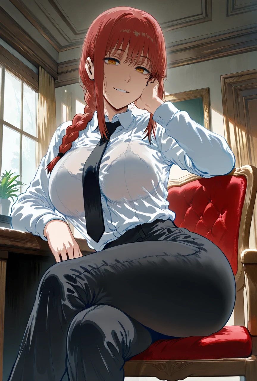 The character Makima from the anime series Chainsaw Man, fragile, full length (Full body 1.1.), dark background, darkness, Correct anatomy 1.1, correct hand anatomyVery sexy, erotica, very feminine, beautiful figure, legs, buttocks, Beautiful body, red hair, orange eyes, Red circles for schoolchildren, summer dress, sexy pose, realistic, very detailed, Beautiful body, detailed body, detailed hands, detailed, Vibrating, detailed Face, Makima character design. very detailed, detailed body, detailed hands, detailed Face, Anime art, Hugh Details, Very downcast face, detailed eyes, Super thin illustration, best shadow, Fine detail, beautiful detailed glow, beautiful detailed, Extraordinarily beautiful, extremely detailed, inexpressive, epic composition, Anime style. anime art anime art, Anime style,