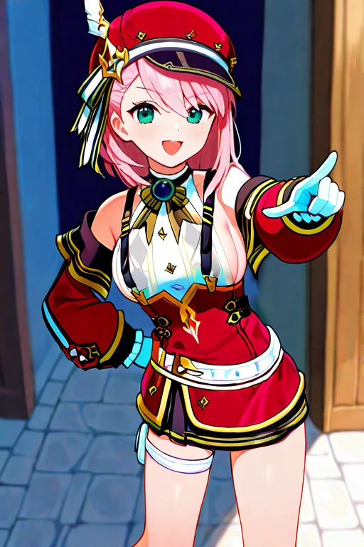 best quality, photorealistic, 8k, high res, 1girl (large breast), (professional lighting, bokeh), (fantasy), (medieval),(pink hair), (blue eyes), (portrait), gorgeous, bloom, gts, no text, toned, thick thighs, bending down