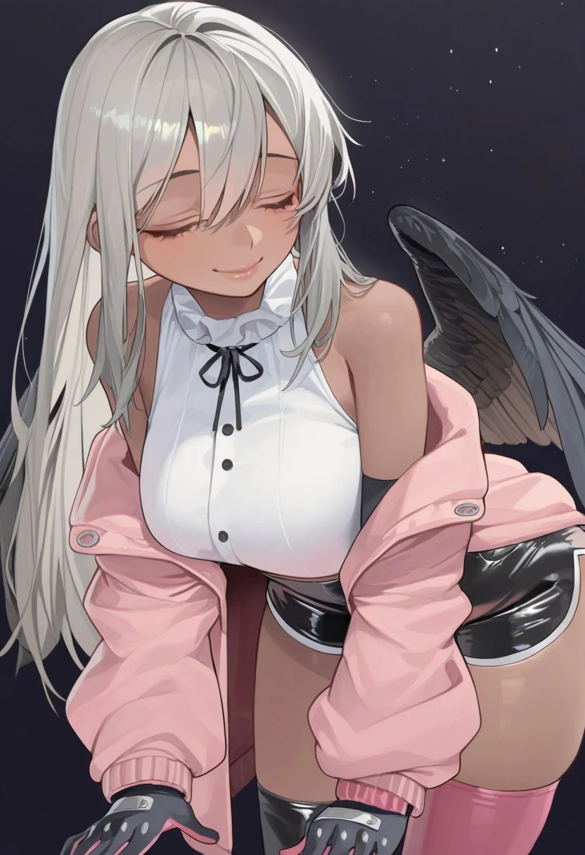 best quality,ultra detailed,extremely detailed and beautiful,perfect anatomy,perfect hands,(on the train:1.3),(molestation:1.2),(rape),(1 girl,3 man),(amane kanata)+++, angel, angel_wings, asymmetrical hair,silver hair,mesh (blue), very long hair, two side up,(flat chest:1.3),grab flat chest,(black frill dress)+,black gloves, (white jacket)+++,opened jacket,asymmetrical legwear,half undressed,(contemptuous,disdain),(areola,one breast out:1.3),(Lift up shirt:1.1),(crowd of people:1.4),
