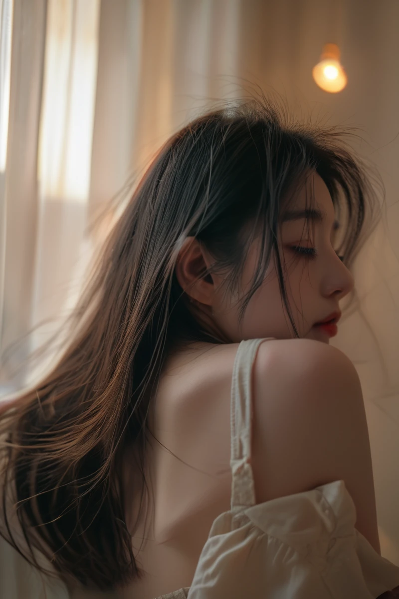 (pencil_sketch:1.2, Messy lines, Grayscale, traditional media, sketch),1 girl black and white,big bed, (Side-lying), (Close your eyes:1.8),Long hair, Side braids, Nipple protrusion,Huge breasts, Oversized white T-shirt, close up, Look, The sun shines on the chest, Beautiful details girl, Clear details, Surrealism, Japanese cartoons, About Art, Ultra HD, Anatomically correct, Super Detail, best quality,(Pink lips),(Red Eyeshadow),