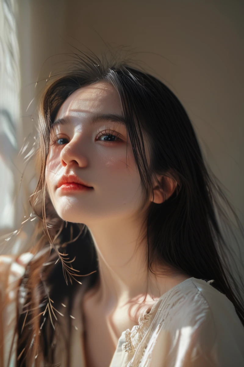 <lora:pony4:0.8>,Close-up details,realistic style photo,black hair,long hair,outstanding style,tall,cute,in her teens. Use soft lighting to cast gentle shadows on the subject,adding a touch of dimension to your images without compromising details,score_9,score_8_up,score_7_up,