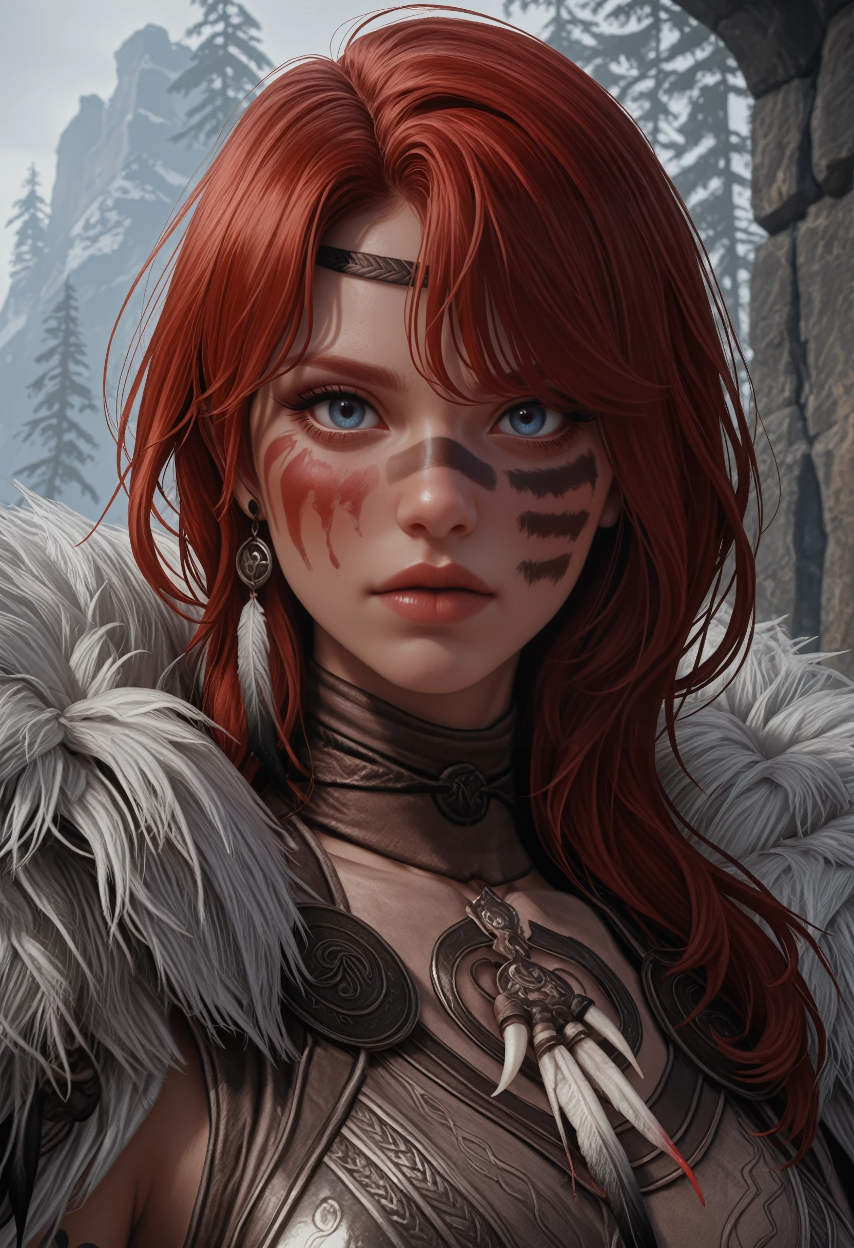 masterpiece, best quality, absurdres, highres, newest,
<lora:ILLADanika:1.0>
LADanika, 1girl, red hair, long hair face paint, blue eyes, looking at viewer, portrait