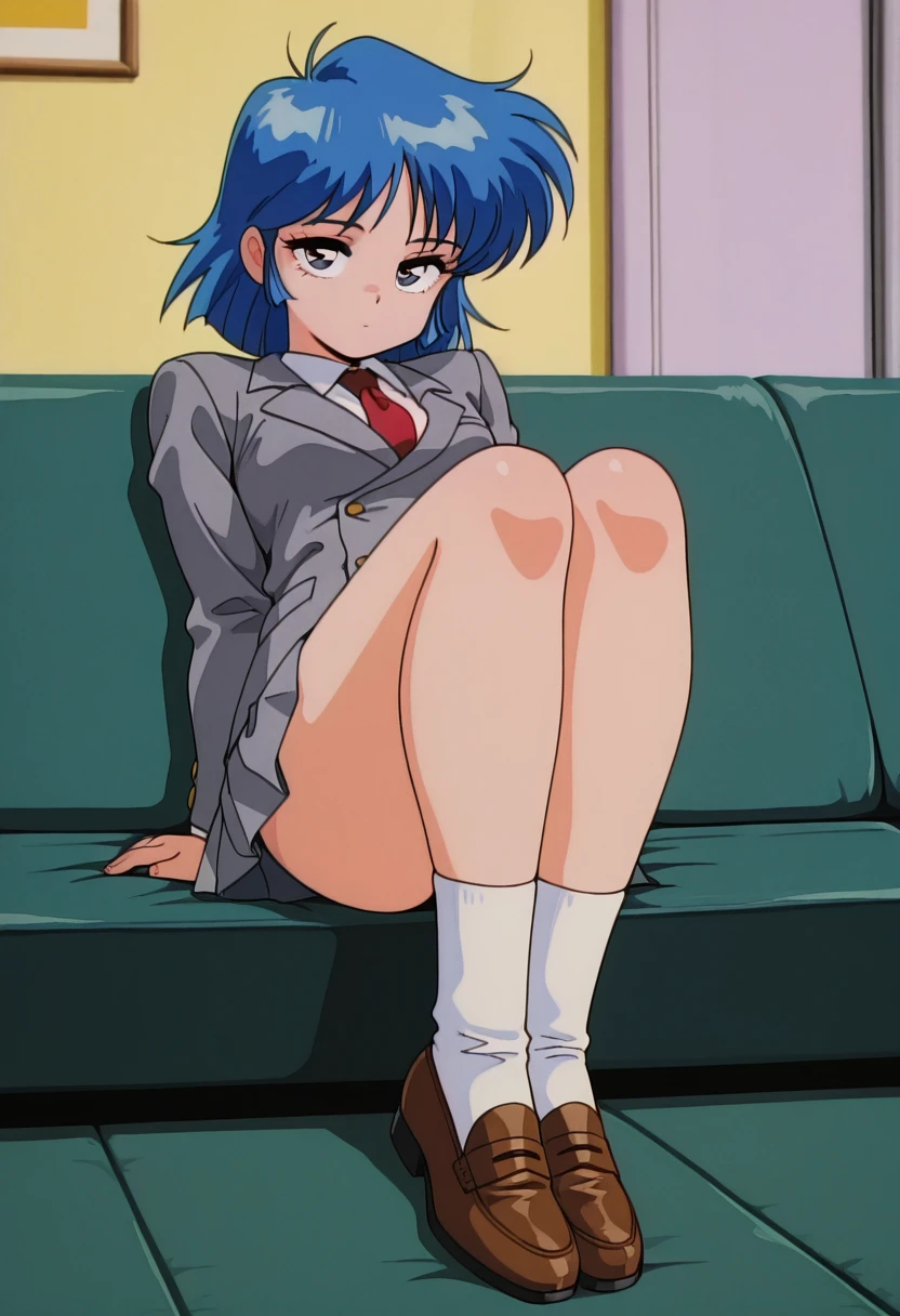 1girls, masterpiece, highest quality, disorganized, retro artstyle, 1980s \(style\)))), look viewer, (((sailor uniform))), (Madoka Ayukawa), (((scoolgirl uniform))), knee shot, full blush, (((no Panties))),, Take a look here, view audience, short hair, 2girls, nsfw, Genitals are visible, (((See here))), (Japanese girl showing off genitals:1.1), look viewer, from below, (((a girl, Flying in the air in a sailor uniform, from the knees up, overlooking the cityscape below,))),