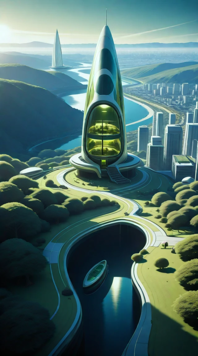 masterpiece, best_quality, very_aesthetic, highres, absurdres, ultra detailed,
<lora:negXL:0.5> <lora:solarpunk_IL:1>
solarpunk, nature, , scenery, sky, solar panel,
outdoors emerald green theme,green theme multiple-tone colors, city, cityscape, day, scenery, outdoors, tree, building, cityscape,,grass,futuristic,science fiction, river, sail boat , animal, with flowers ,