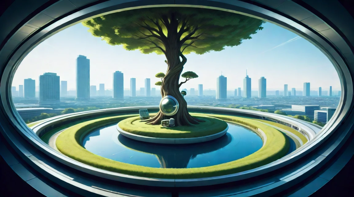masterpiece, best_quality, very_aesthetic, highres, absurdres, ultra detailed,
<lora:negXL:0.5> <lora:solarpunk_IL:1>
solarpunk, nature, , scenery, sky, solar panel,
indoors lilac theme,green theme multiple-tone colors, city, cityscape, day, scenery, outdoors, tree, building, cityscape,,grass,futuristic,science fiction, pond, , animal, with moss ,
<lora:copic-markers_IL:1> copic-markers painting \(medium\), traditional media, Vibrant and colorful illustrations, rich saturated colors, smooth blending and gradients, precise rendering of details, semi-transparent effects, diverse texture simulations, depth and layering